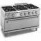 Kooktafel ATA 6-pits + gasoven 2/1 GN + deur (power branders)