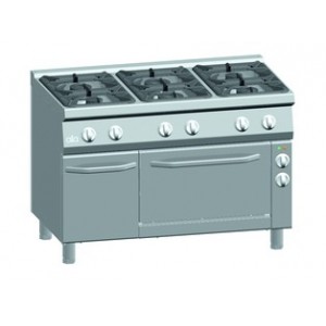 Gasfornuis ATA 6-pits + elektrische oven 1/1 GN + deur