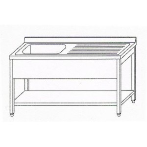 Spoeltafel 1-bak links 1400x700xH870 mm.