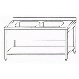Spoeltafel 2-bakken midden 1400x700xH870 mm.