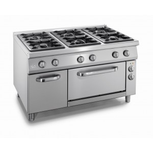Gasfornuis ATA 6-pits + gasoven 2/1 GN + deur