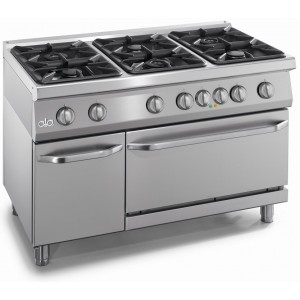 Gasfornuis ATA 6-pits + elektrische oven 2/1 GN + deur 