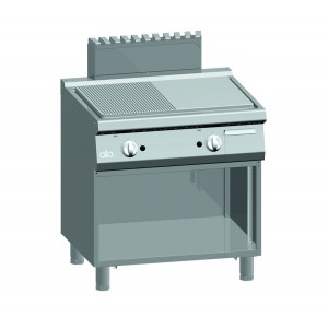 Bakplaat (ribbel/glad) op gas ATA dubbel + open onderstel