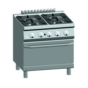Gasfornuis ATA 4-pits + gasoven 2/1 GN (power branders)