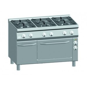 Gasfornuis ATA 6-pits + elektrische oven 1/1 GN + deur (power branders)