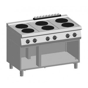 Kooktafel ATA elektrisch 6-plaats + open onderstel